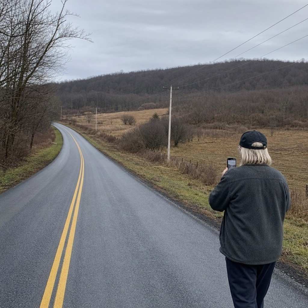 A quiet open country road stretching ahead, inviting a year-round walk